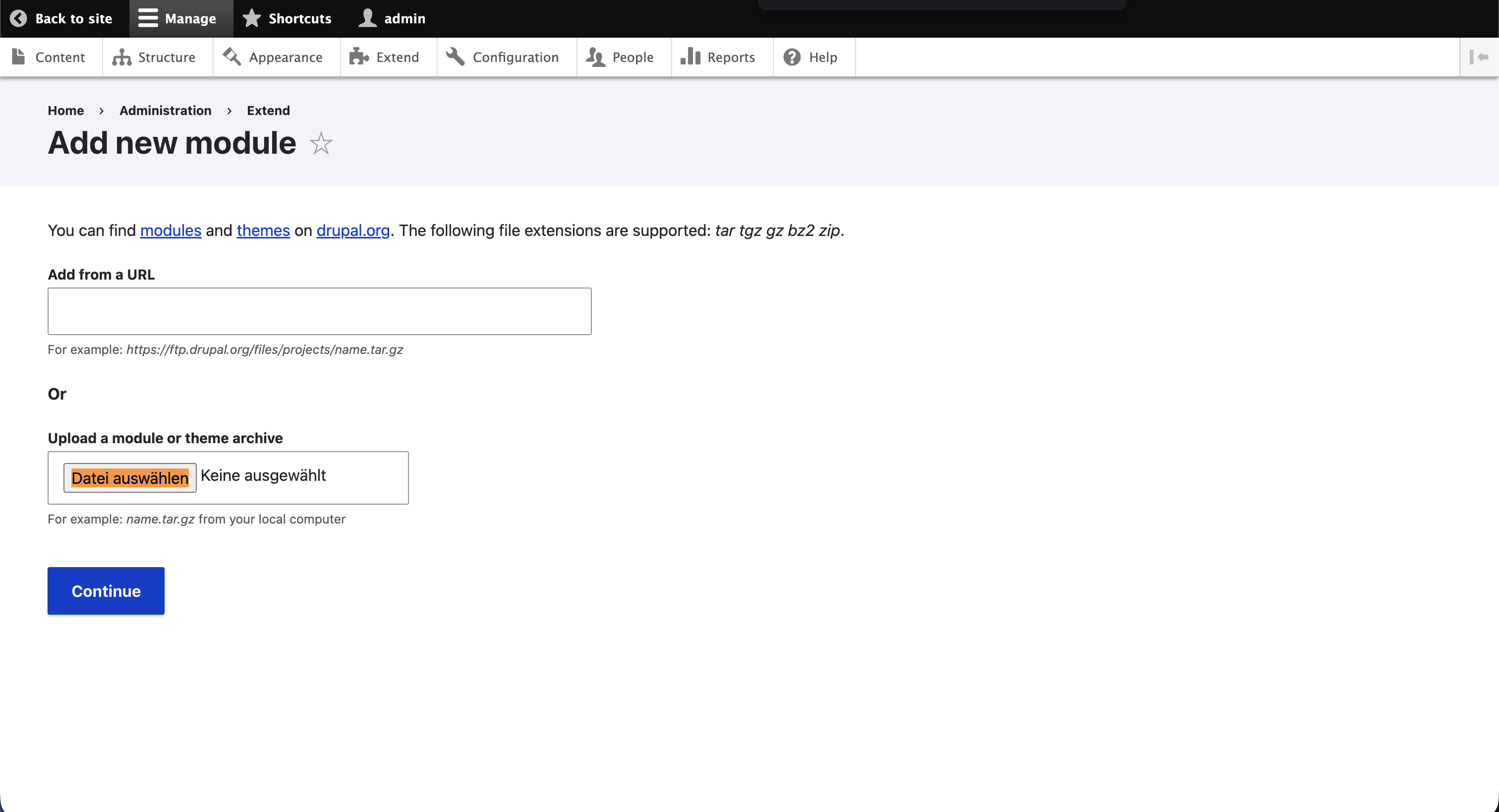 Select module file